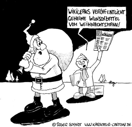 Karikatur, Cartoon: Wunschzettel für den Weihnachtsmann, © Roger Schmidt